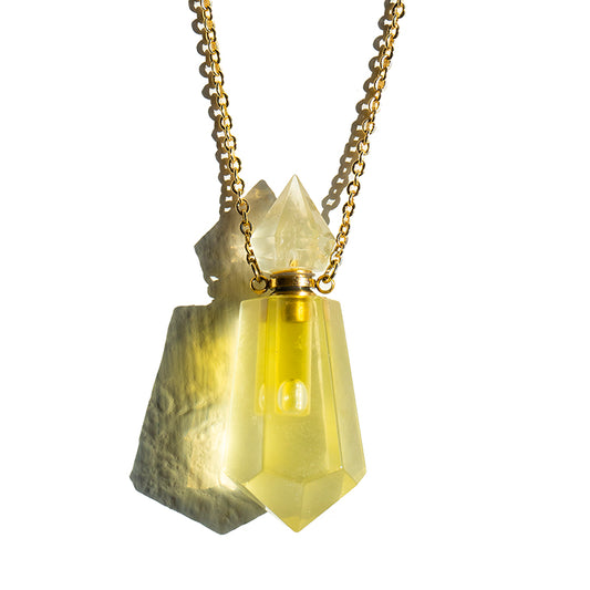 Citrine Golden Lotus Essential Oil Nectar Necklace