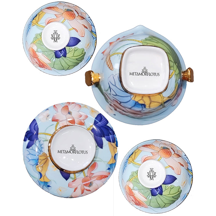 Metamorflotus Fine China Tea Set with Case
