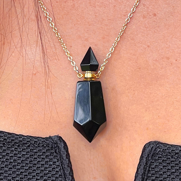 Obsidian Oud Essential Oil Nectar Necklace
