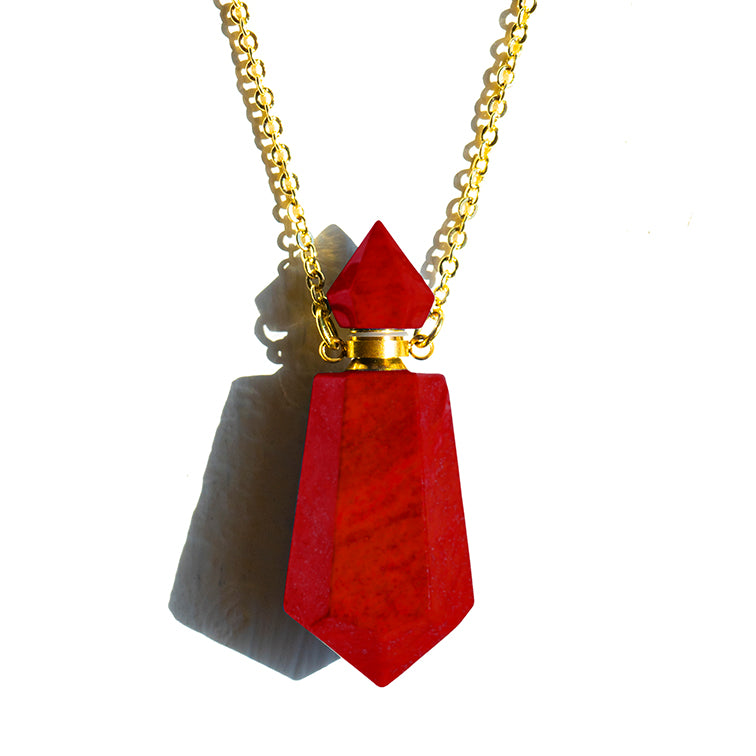 Red Jasper Cacao Lotus Essential Oil Nectar Necklace
