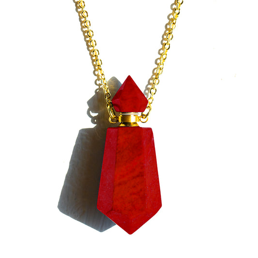 Red Jasper Cacao Lotus Essential Oil Nectar Necklace